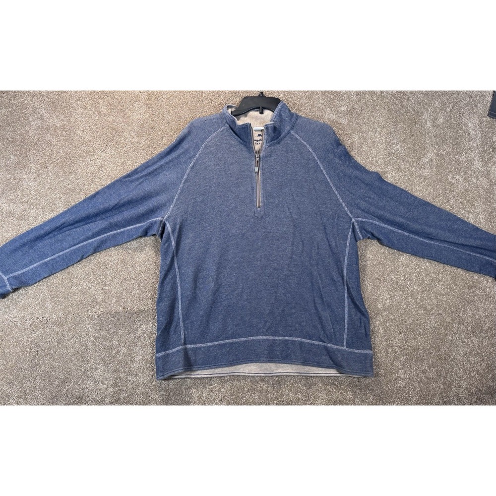 Tommy Bahama Jeans 1/4 Zip Long Sleeve Pullover Casual‎ Size XL Blue